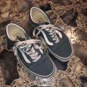 greyish blue old skool vans!